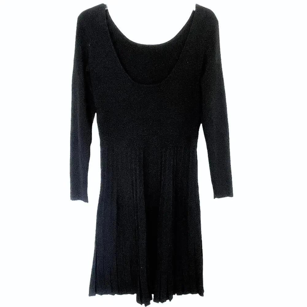 Tory Burch Black Thea Dress Womens Size Medium Ribbed Knit Sweater Flattering